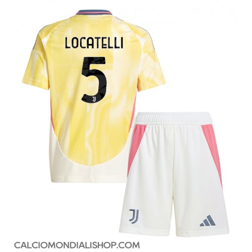 Maglie da calcio Juventus Manuel Locatelli #5 Seconda Maglia Bambino 2024-25 Manica Corta (+ Pantaloni corti)